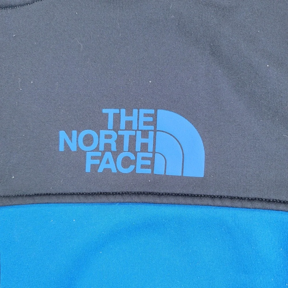 The North Face Hoodie Mens Large Blue Full Zip Fleece Logo High Neck Lined